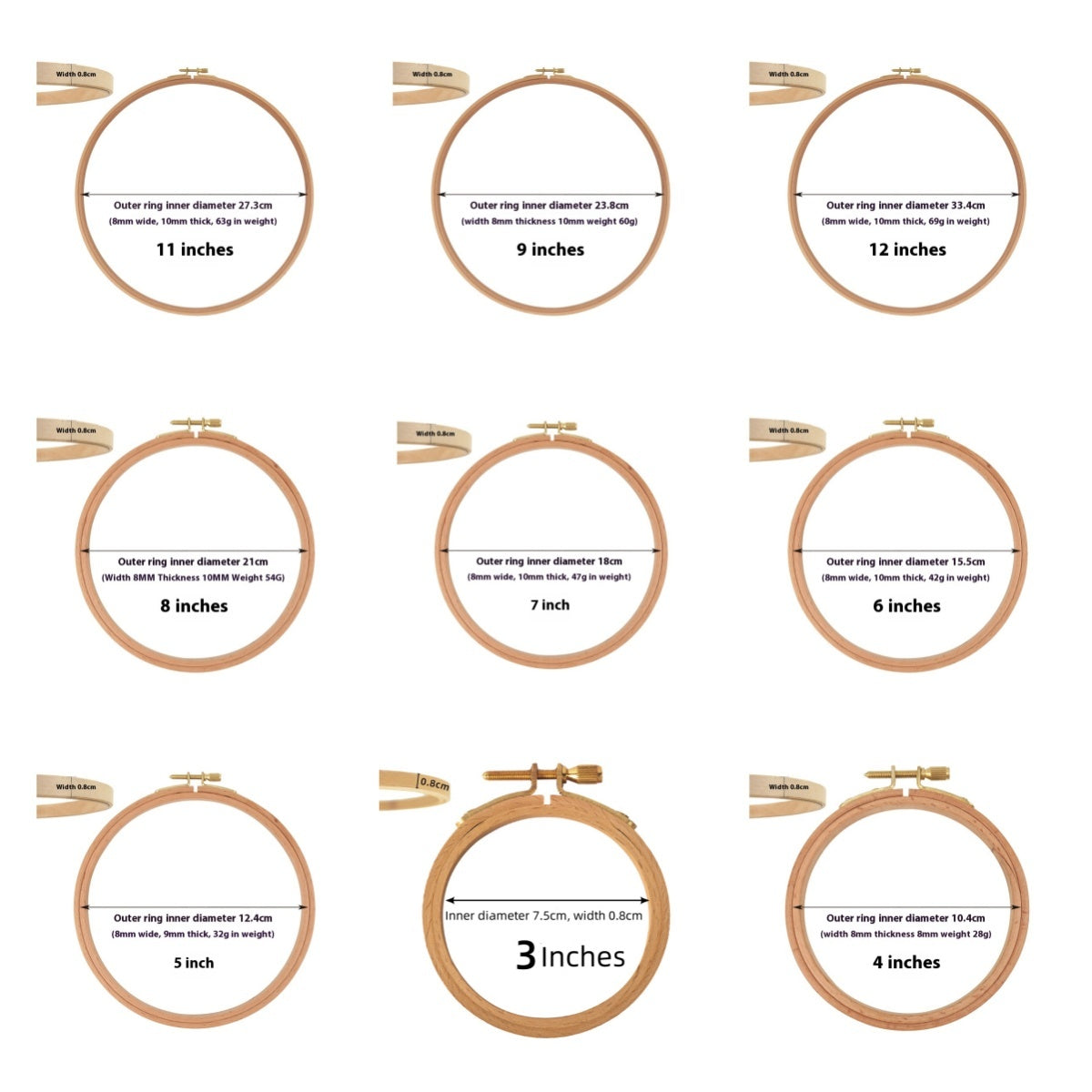 Beechwood Embroidery Hoops