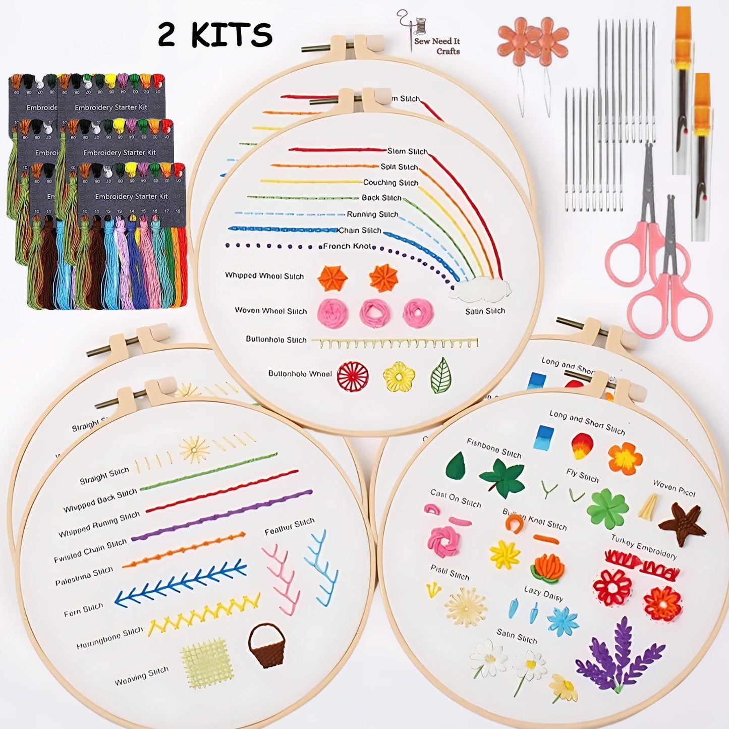 3 Piece Set Beginner DIY Embroidery Kit Needle Point 3