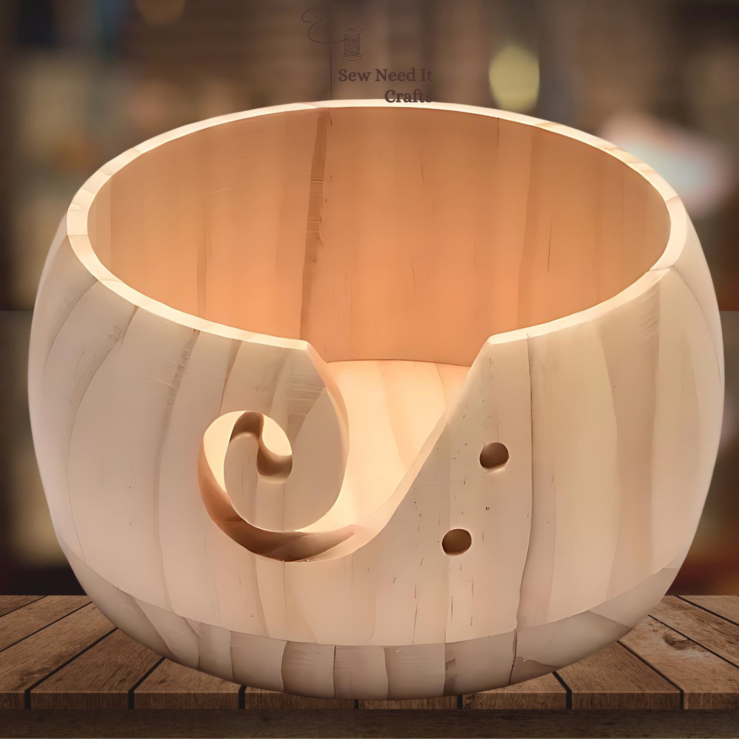 Natural Wood Yarn Bowl Set 1