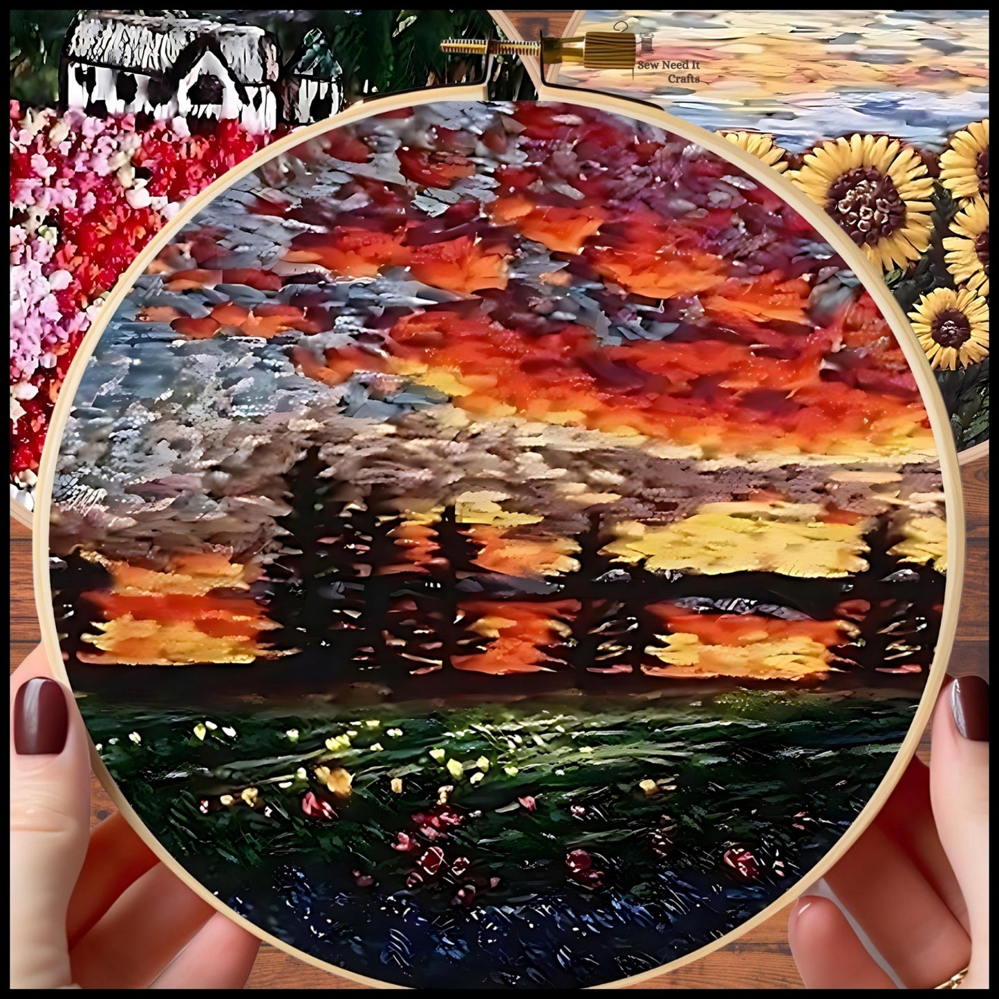 DIY Scenery Flower Embroidery Kit Set 1