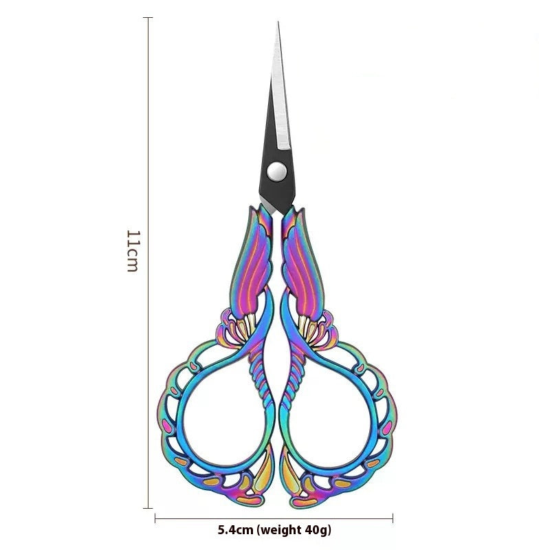 Elegant Metal Engraved Orchid Flower Retro Antique Vintage Sewing Scissors