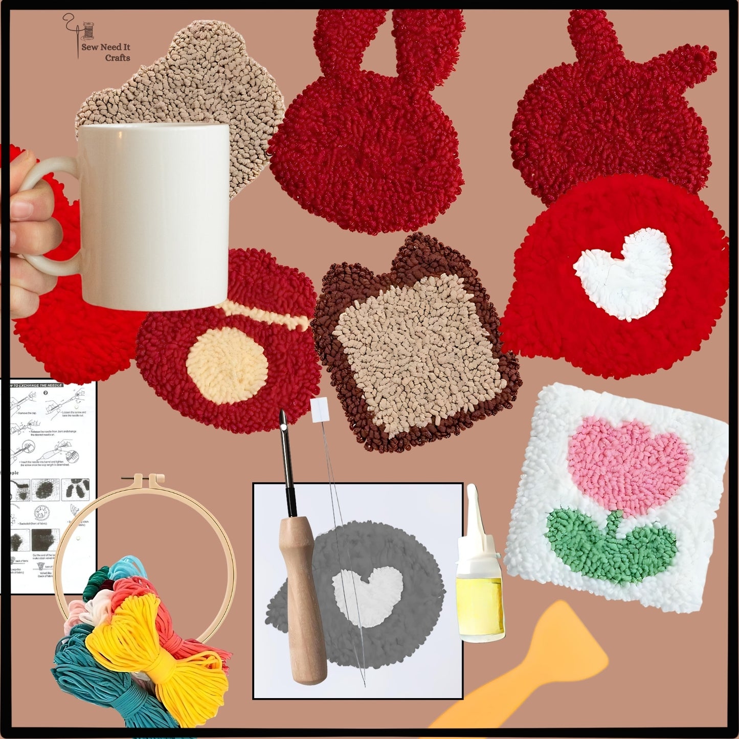 Punch Nadel Tufted DIY Coaster Kit