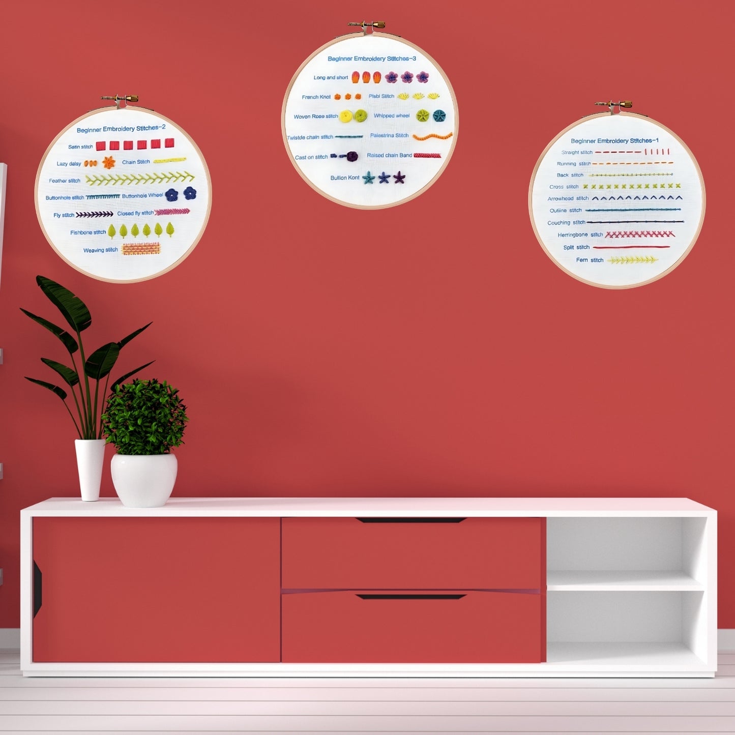3 -teilige Set Anfänger DIY Moderne Stickerei -Kit -Nadelpunkt 1