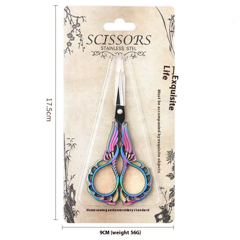 Elegant Metal Engraved Orchid Flower Retro Antique Vintage Sewing Scissors