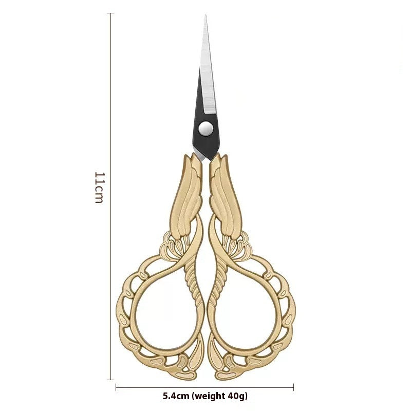Elegant Metal Engraved Orchid Flower Retro Antique Vintage Sewing Scissors