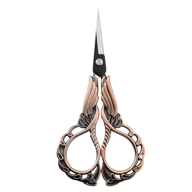 Elegant Metal Engraved Orchid Flower Retro Antique Vintage Sewing Scissors