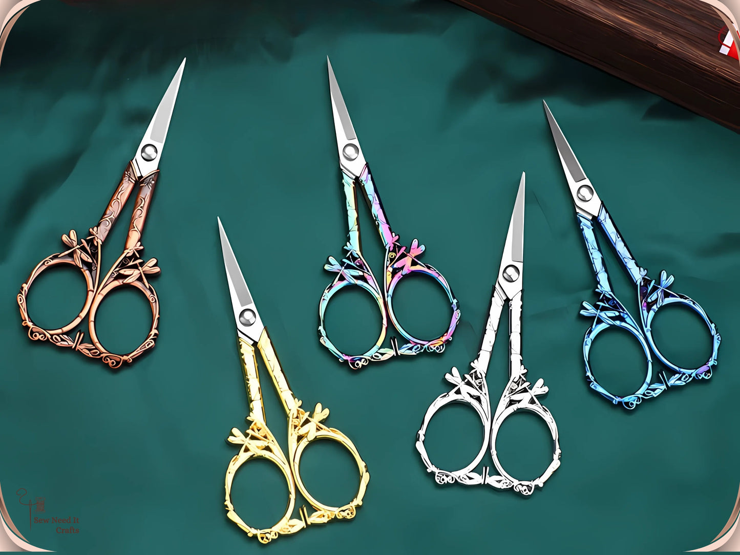 Elegant Metal Engraved Dragonfly Design Retro Antique Vintage Style Sewing Scissors
