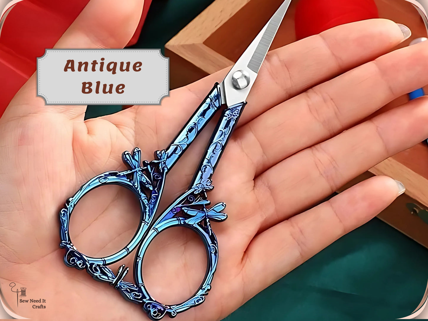 Elegant Metal Engraved Dragonfly Design Retro Antique Vintage Style Sewing Scissors