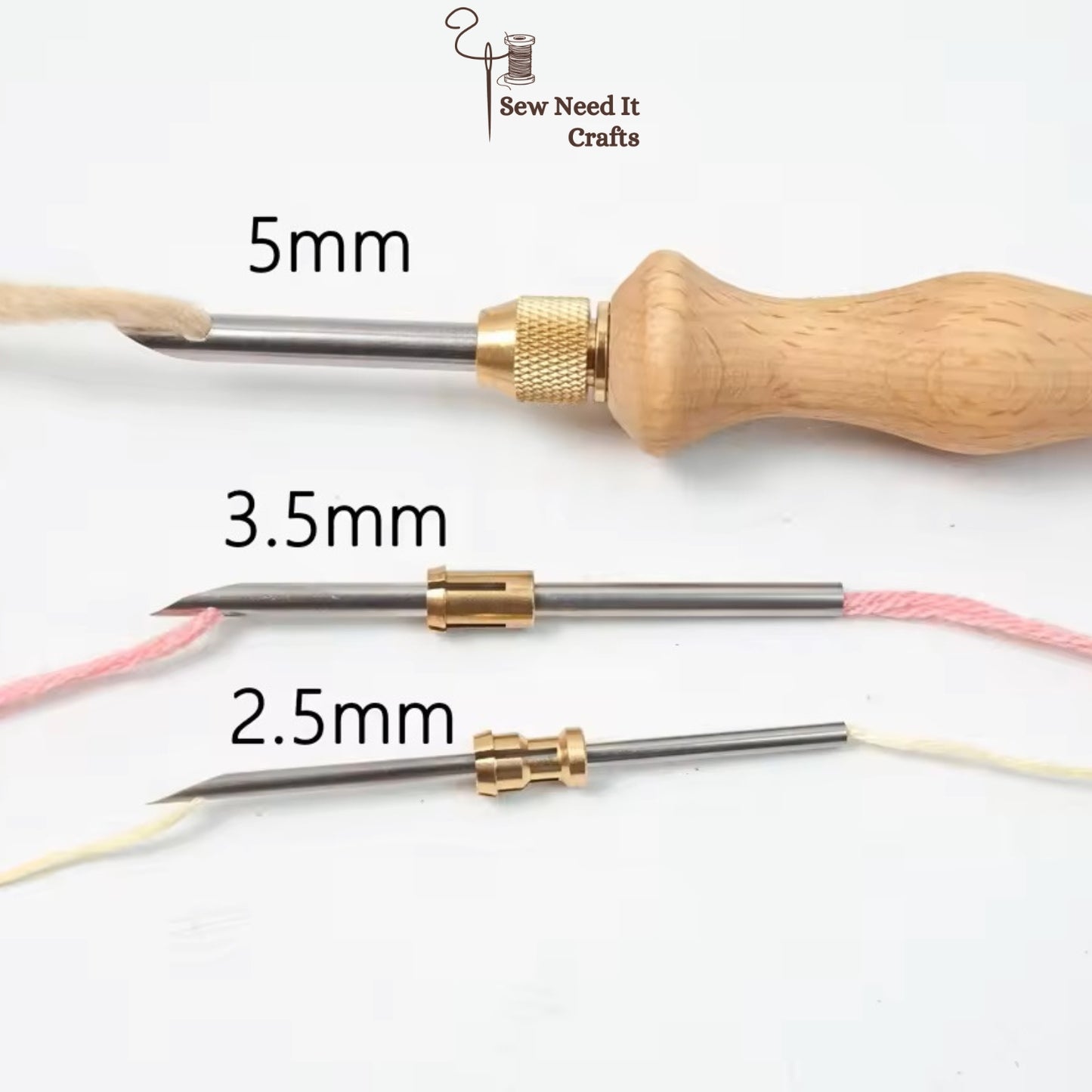 Adjustable Punch Needle Set with Long Threader – 2.5mm, 3.5mm, 5mm Needles