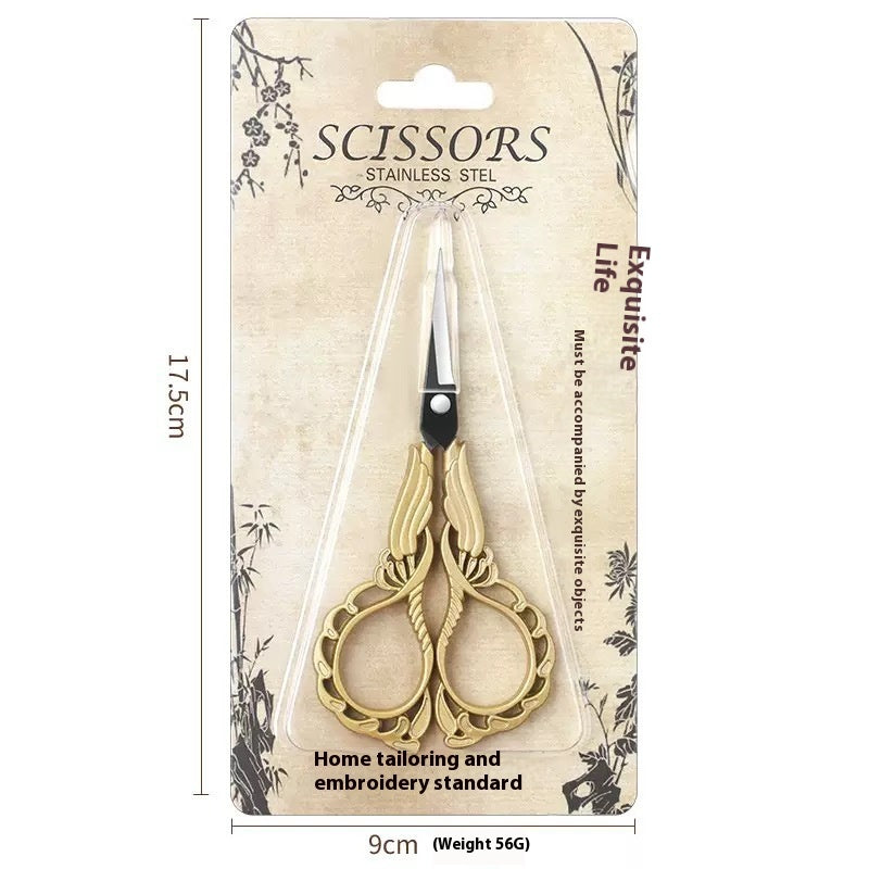 Elegant Metal Engraved Orchid Flower Retro Antique Vintage Sewing Scissors