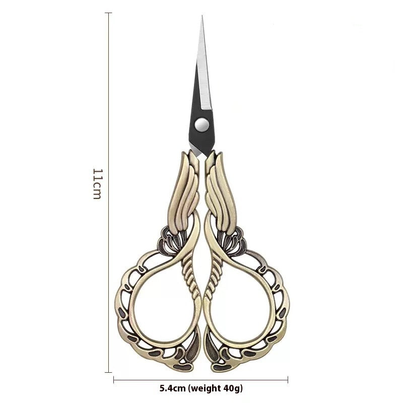 Elegant Metal Engraved Orchid Flower Retro Antique Vintage Sewing Scissors