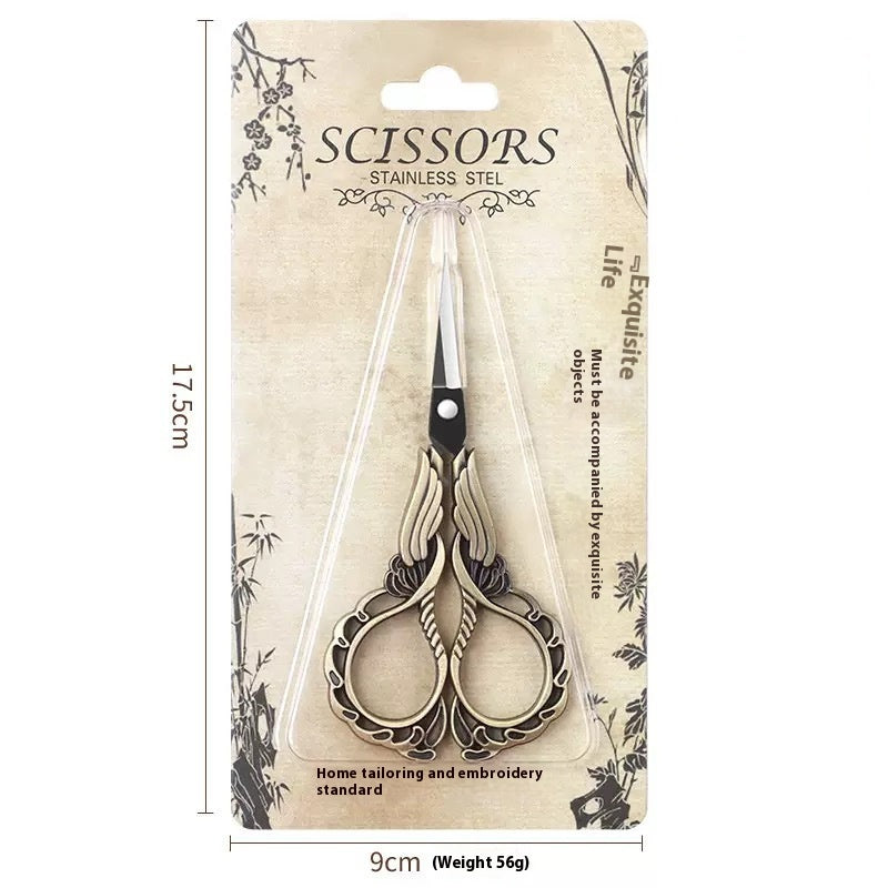 Elegant Metal Engraved Orchid Flower Retro Antique Vintage Sewing Scissors