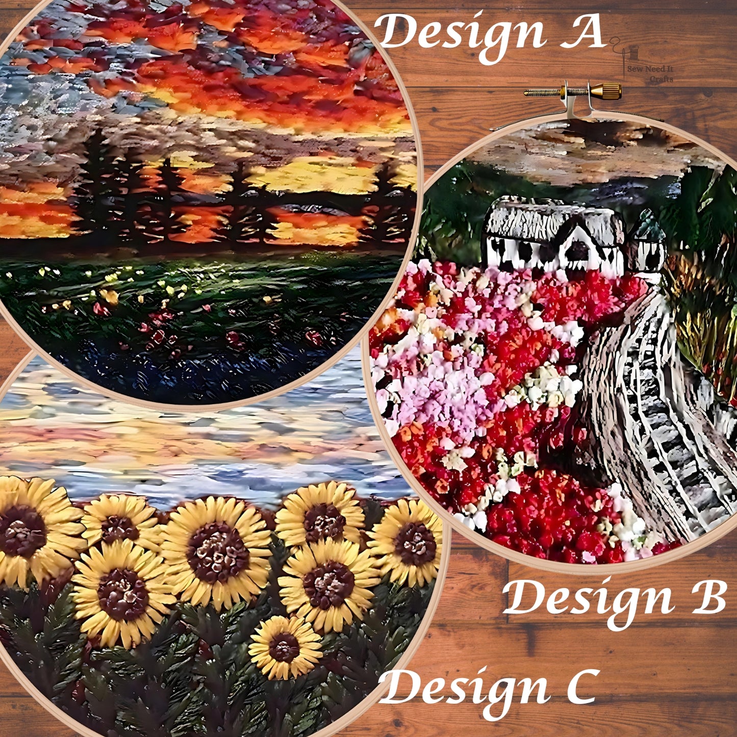 DIY Scenery Flower Embroidery Kit Set 1