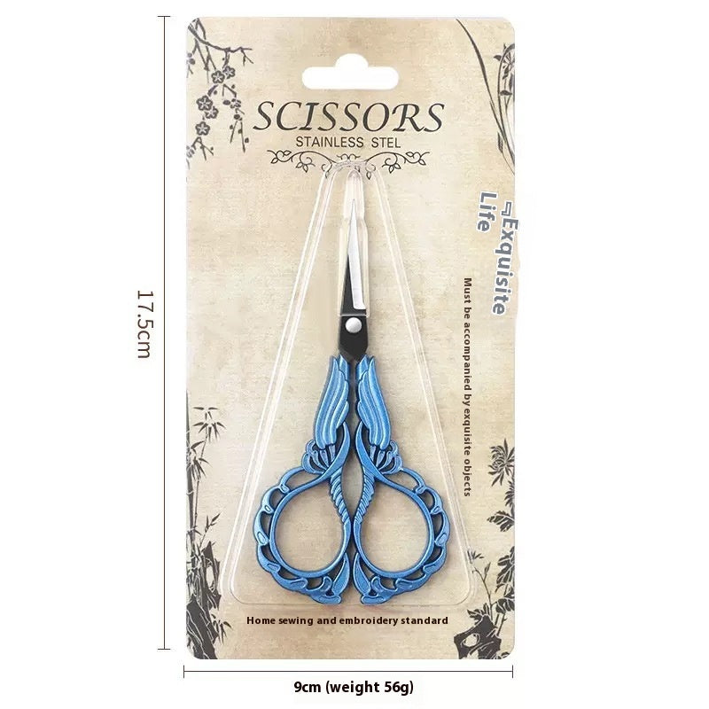 Elegant Metal Engraved Orchid Flower Retro Antique Vintage Sewing Scissors
