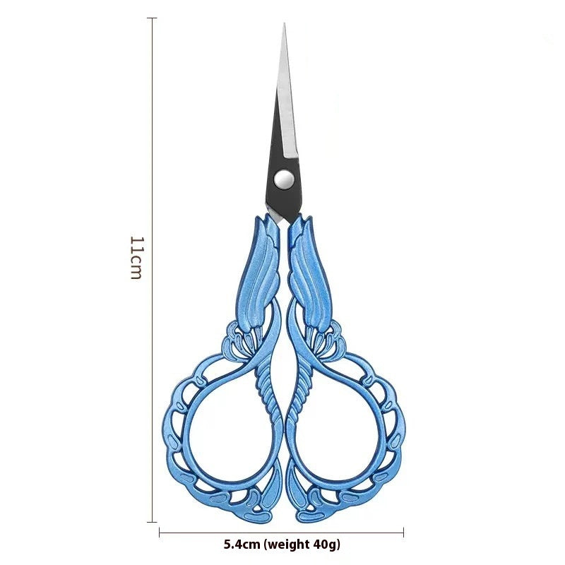 Elegant Metal Engraved Orchid Flower Retro Antique Vintage Sewing Scissors