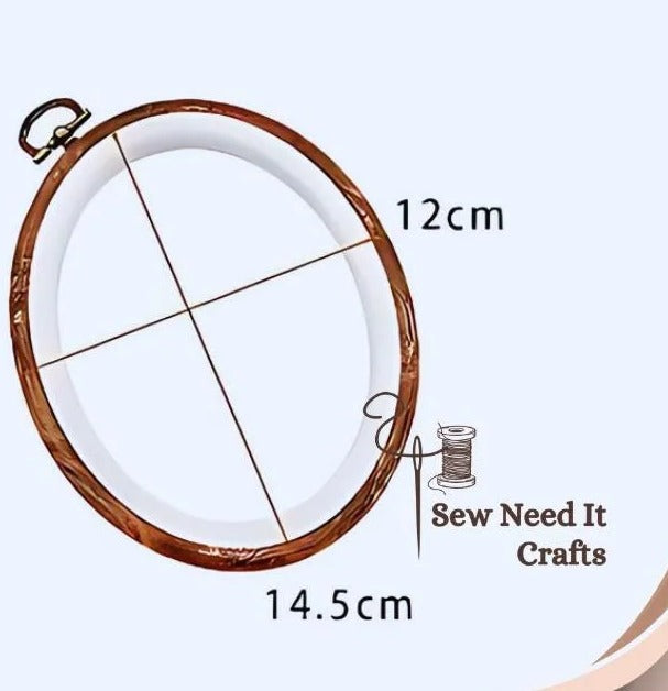 Oval faux wood embroidery hoop, 12 x 14.5 cm