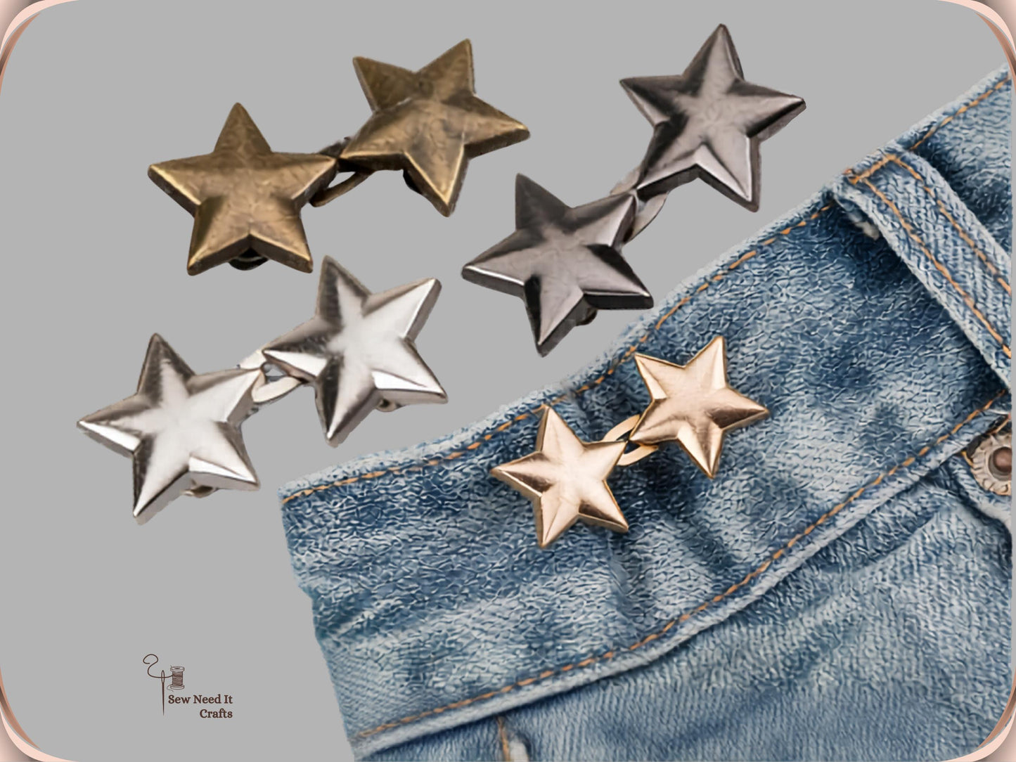 No Sew Waist Adjusters for Pants, Jeans Waist Tightener, Star Shape Design