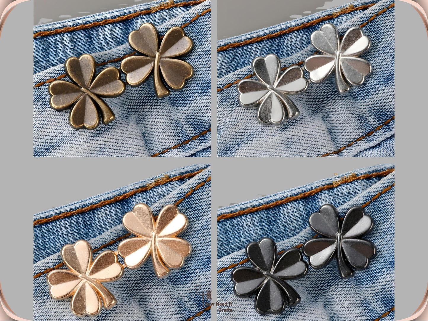 No Sew Waist Adjusters for Pants, Jeans Waist Tightener, Four Leaf Clover Clip