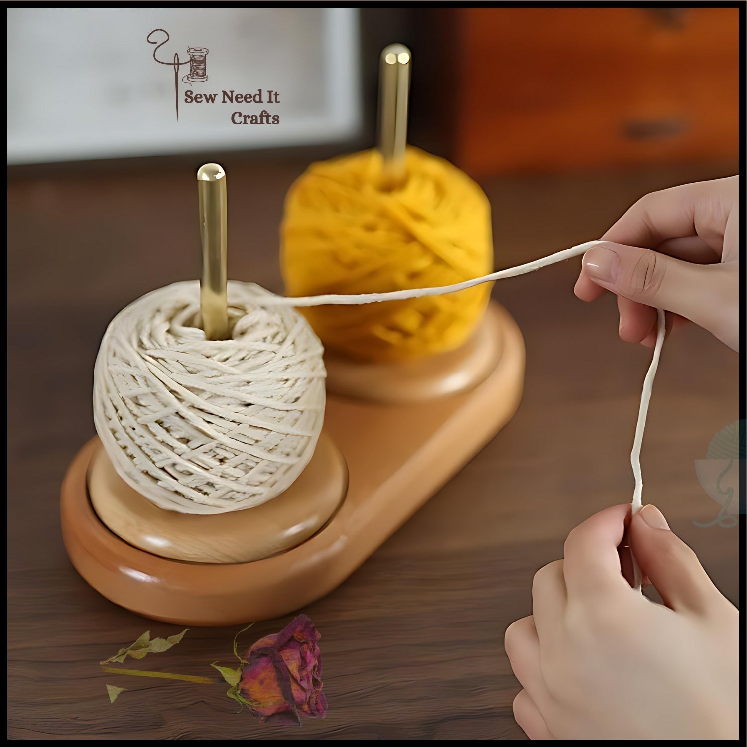 Wooden yarn ball holder