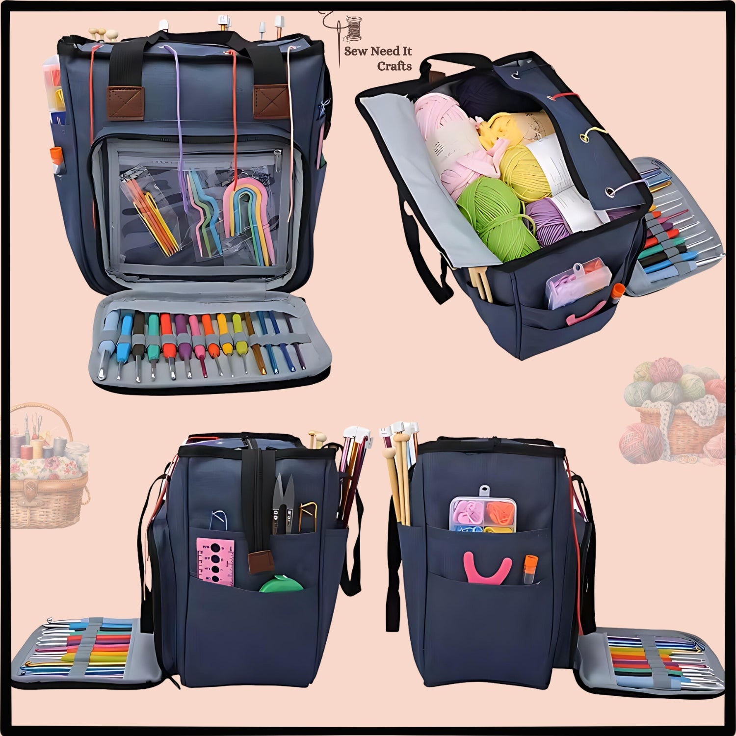 Crochet and knitting project bag