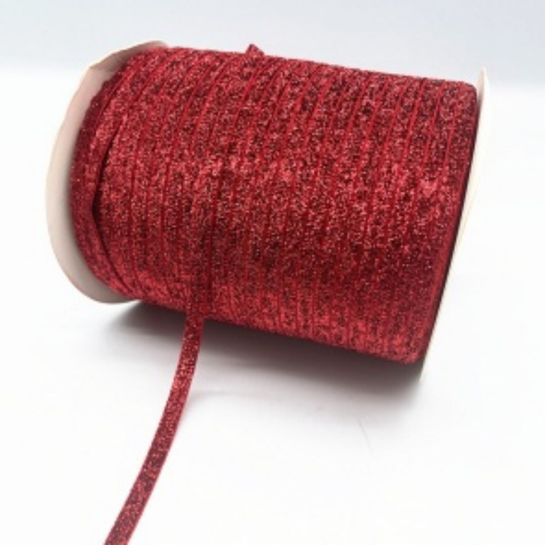 Glitter Velvet Ribbons 5 Yards / 4.5 Meters - 6 mm / 1/4" Single Sided Finished Edges