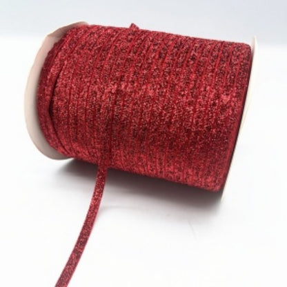 Glitter Velvet Ribbons 5 Yards / 4.5 Meters - 6 mm / 1/4" Single Sided Finished Edges