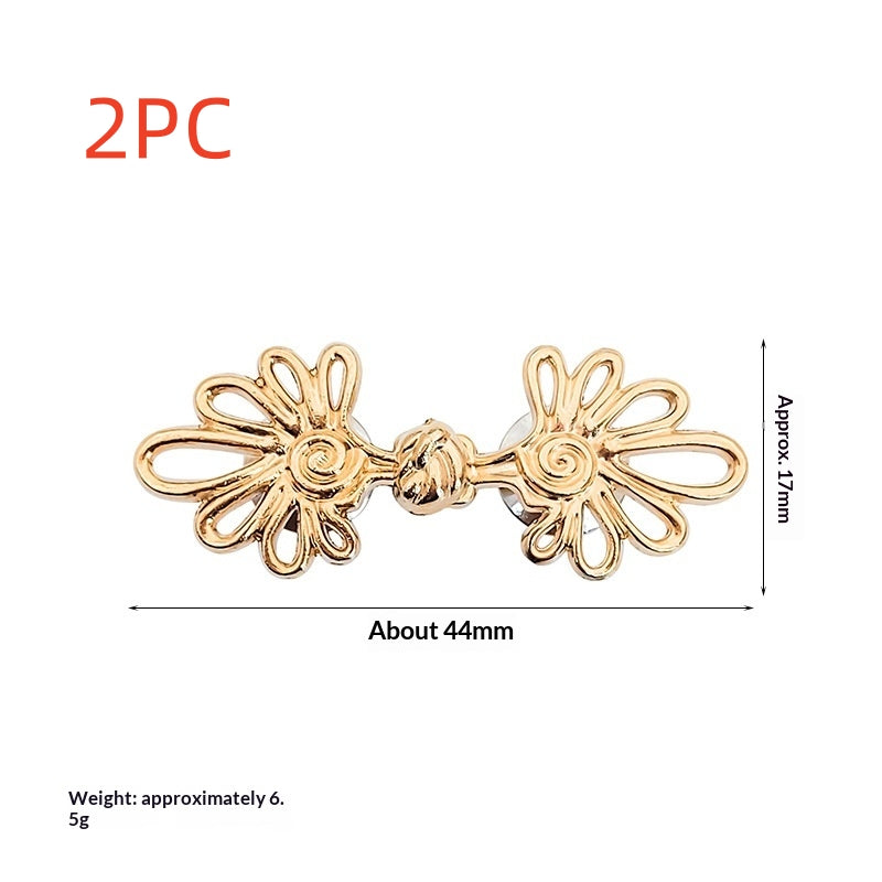 Golden spiral daisy waist cinch clips, two sets, 44 mm no-sew waistband tighteners