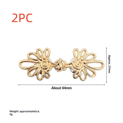 Golden spiral daisy waist cinch clips, two sets, 44 mm no-sew waistband tighteners