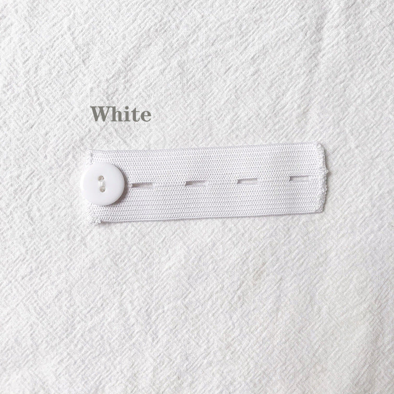 White 4-buttonhole elastic waist extender, single piece