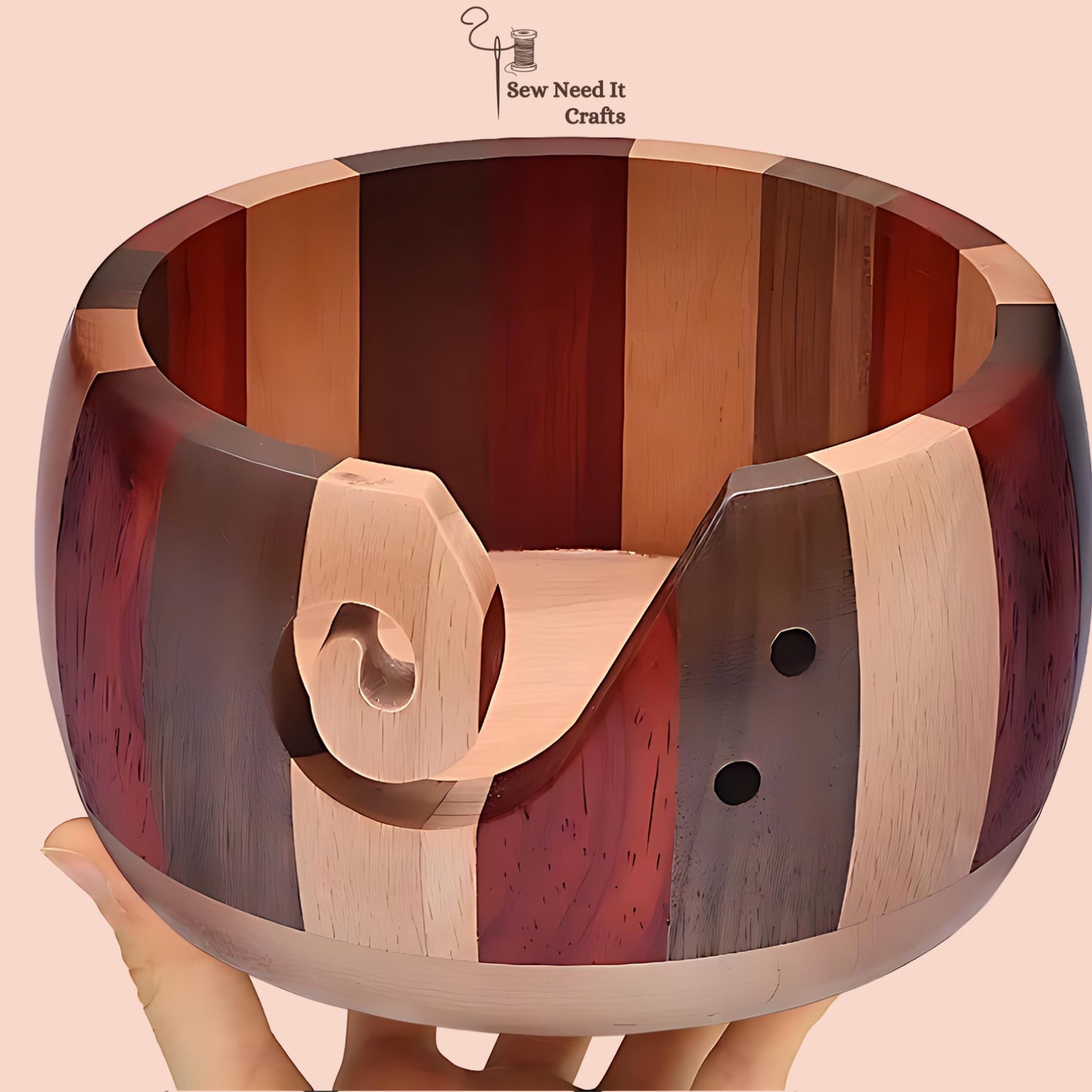 Juego de tazón de hilo de madera natural 1