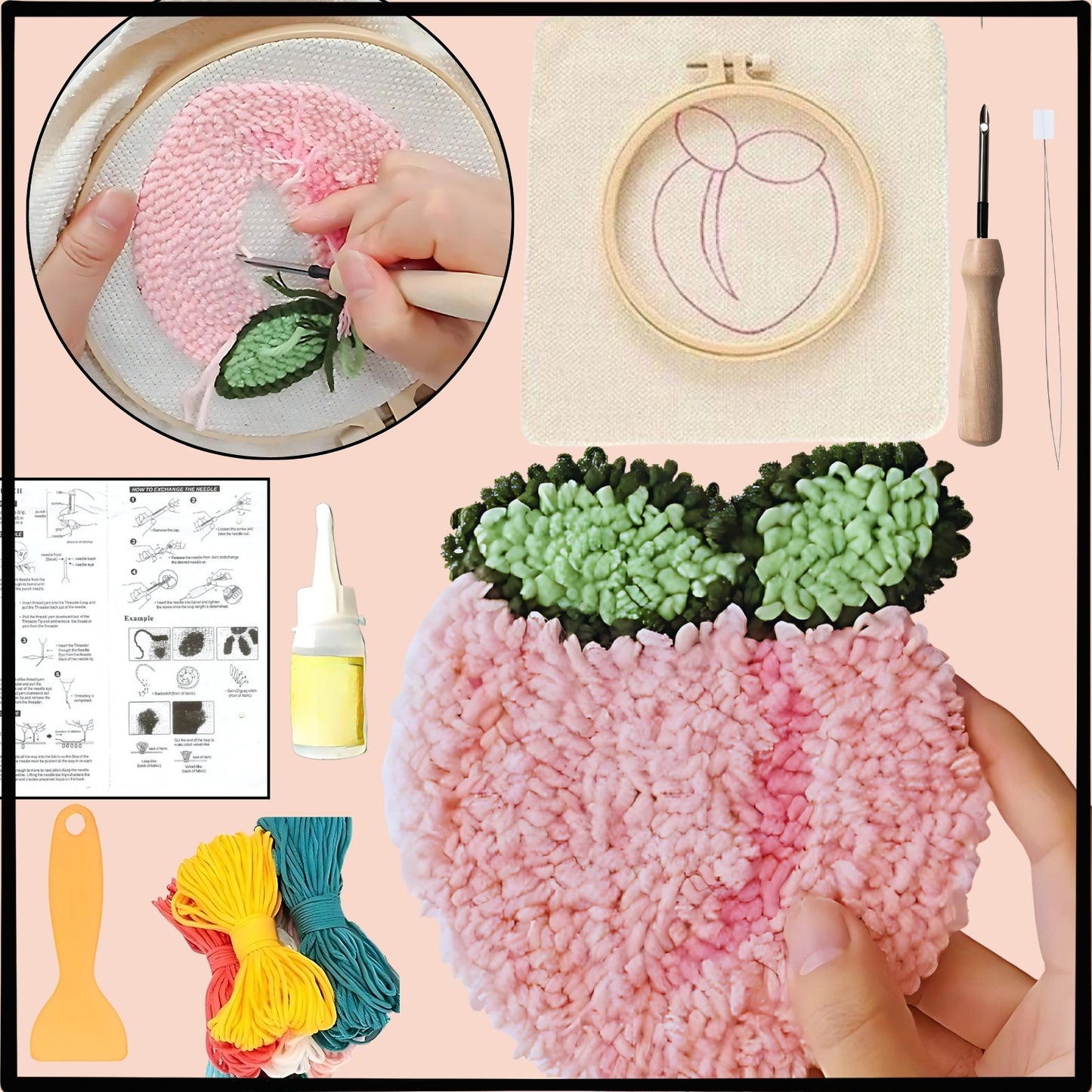 Punchnadelfrucht DIY Coaster Set 2