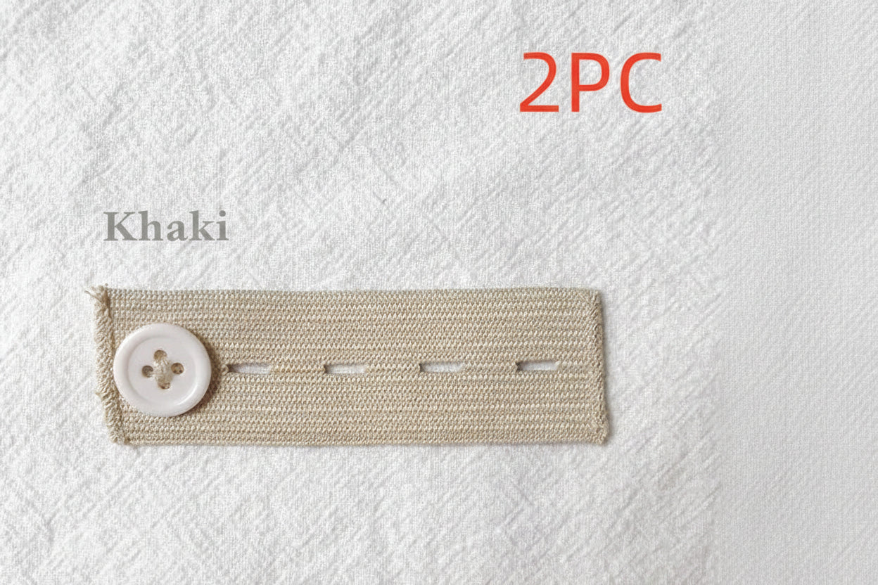 Khaki 4-buttonhole elastic waist extender, pack of 2