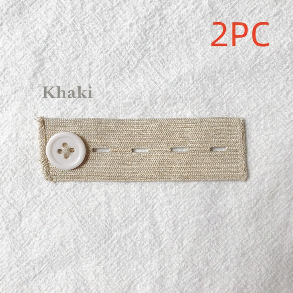 Khaki 4-buttonhole elastic waist extender, pack of 2