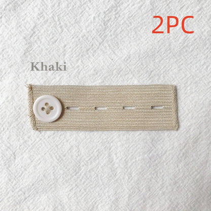 Khaki 4-buttonhole elastic waist extender, pack of 2