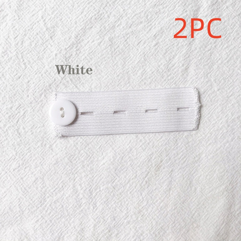 White 4-buttonhole elastic waist extender, pack of 2