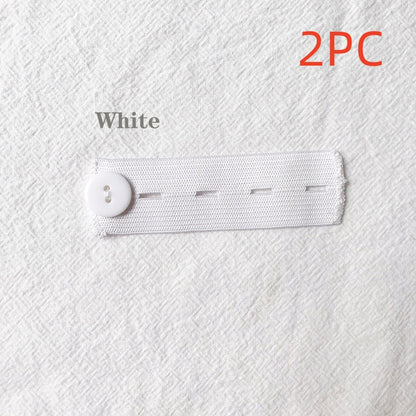 White 4-buttonhole elastic waist extender, pack of 2
