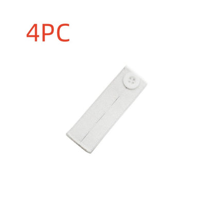 White 3-buttonhole elastic waist extender, pack of 4