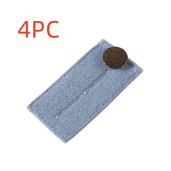 Light Blue 2-buttonhole denim jeans waist extender, pack of 4