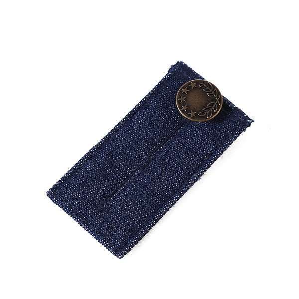 Navy 2-buttonhole denim jeans waist extender, single piece