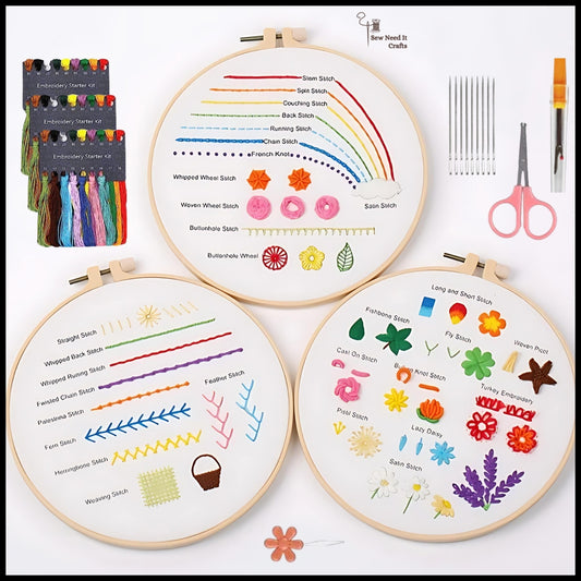3 Piece Set Beginner DIY Embroidery Kit Needle Point 3