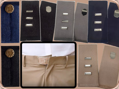 No Sew Pants Waist Extenders, Hook and Bar Waist ExtenderNo Sew Waist Extender Set — Hook and Bar & Pants Button Extender for Jeans, Dress Pants & Trousers