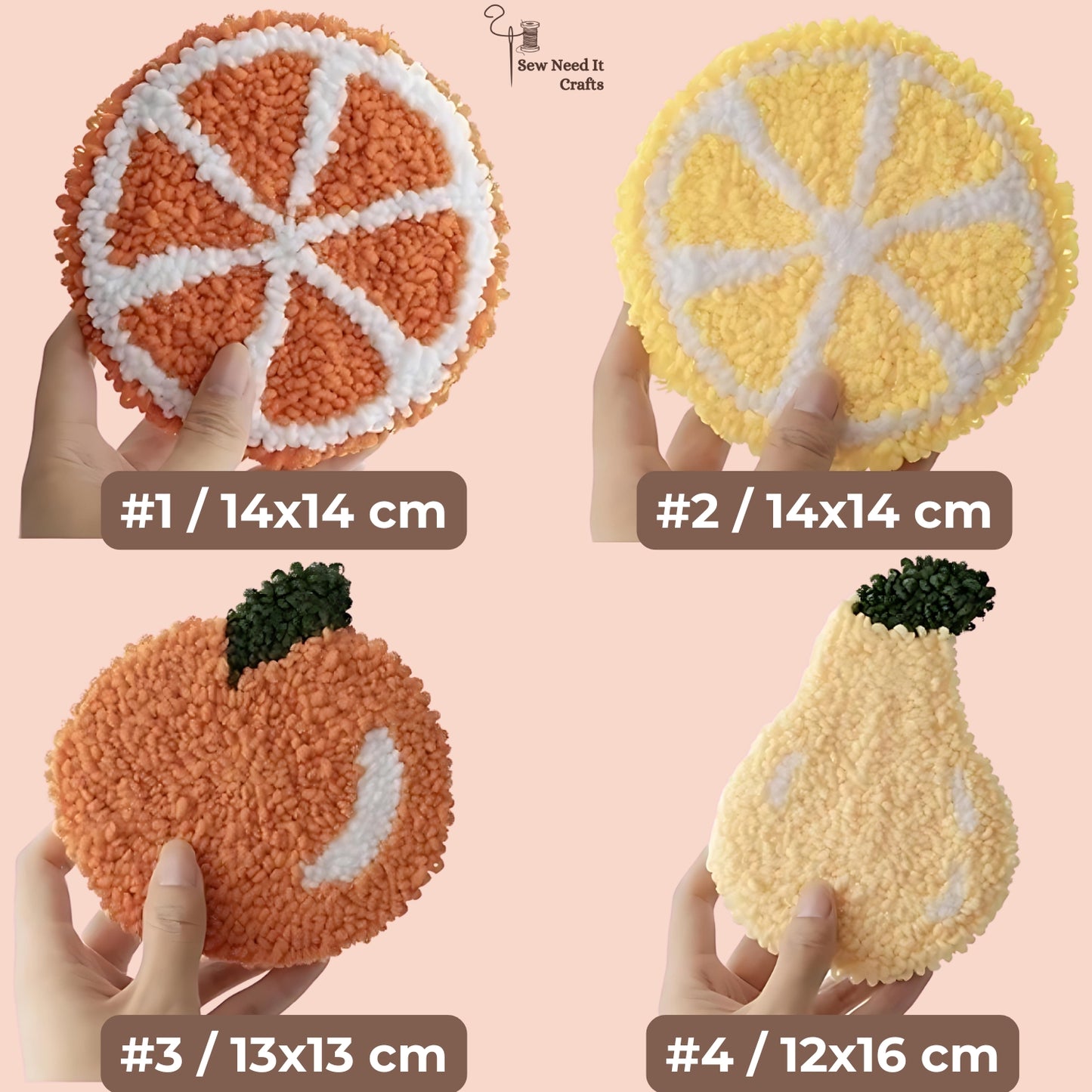 Punch Needle Fruit DIY Coaster Set 1