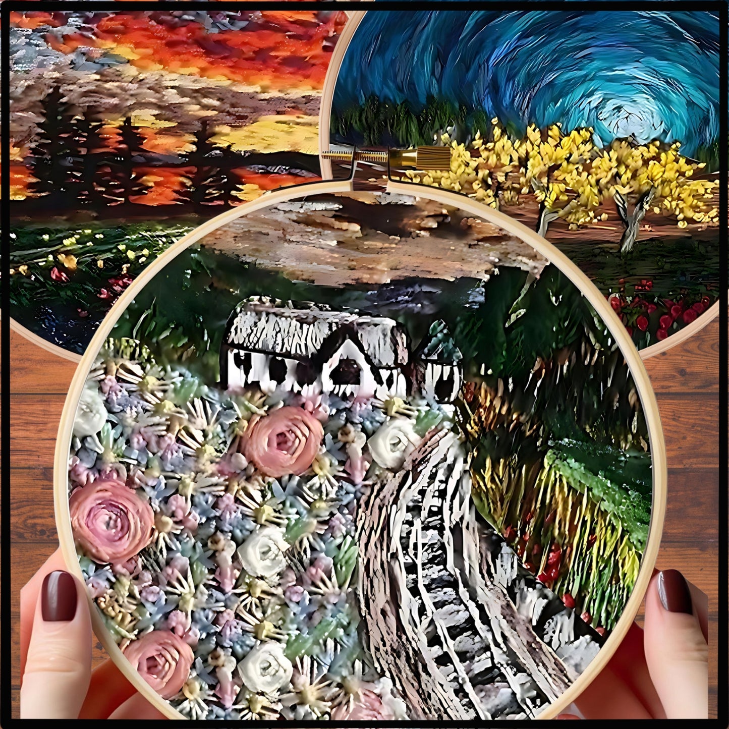DIY Scenery Flower Embroidery Kit Set 5