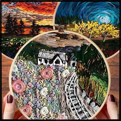 DIY Scenery Flower Embroidery Kit Set 5