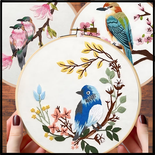 Bird DIY Embroidery Beginner Needlepoint Kit Set 3