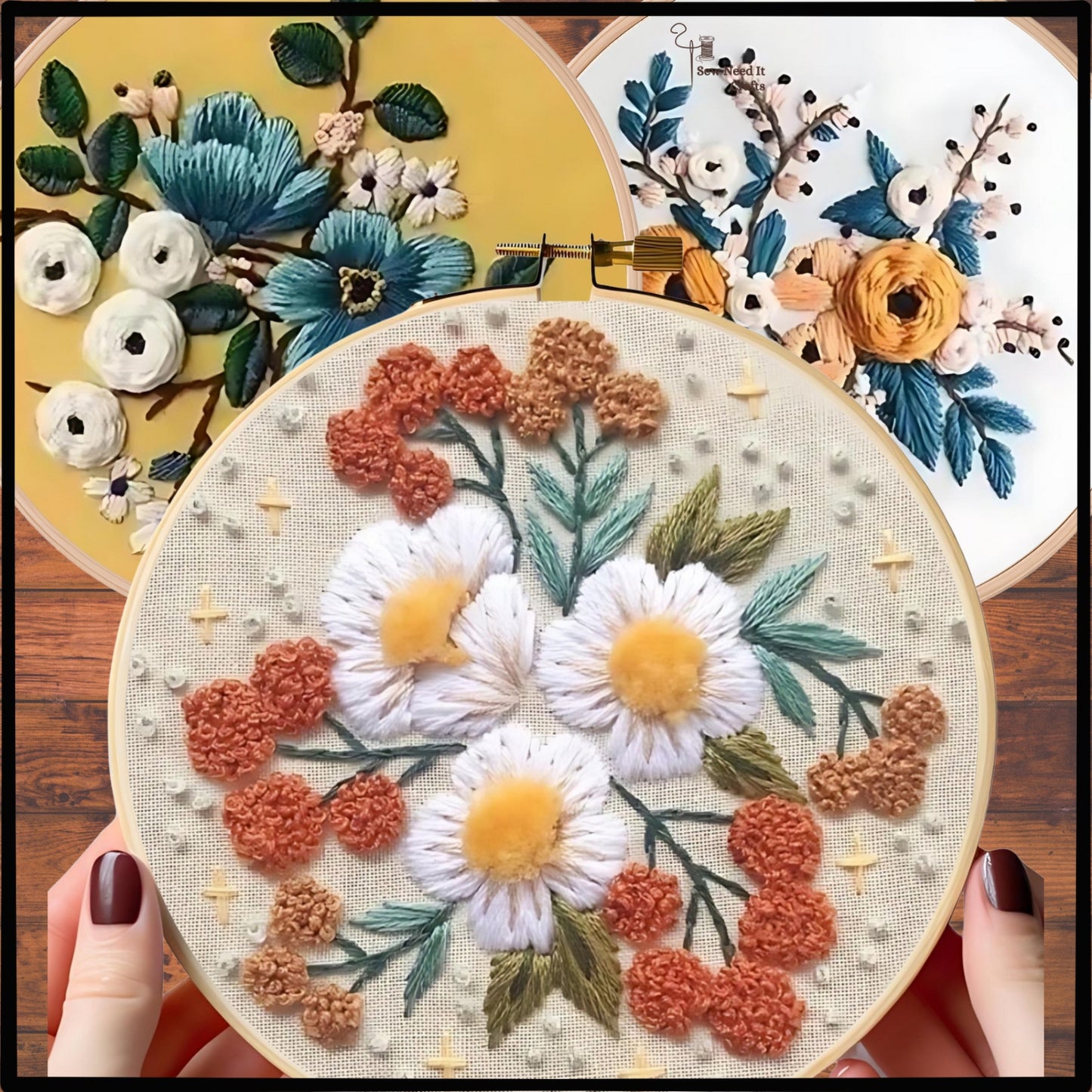 Moderne 3D -Blumenstickerei Set 1
