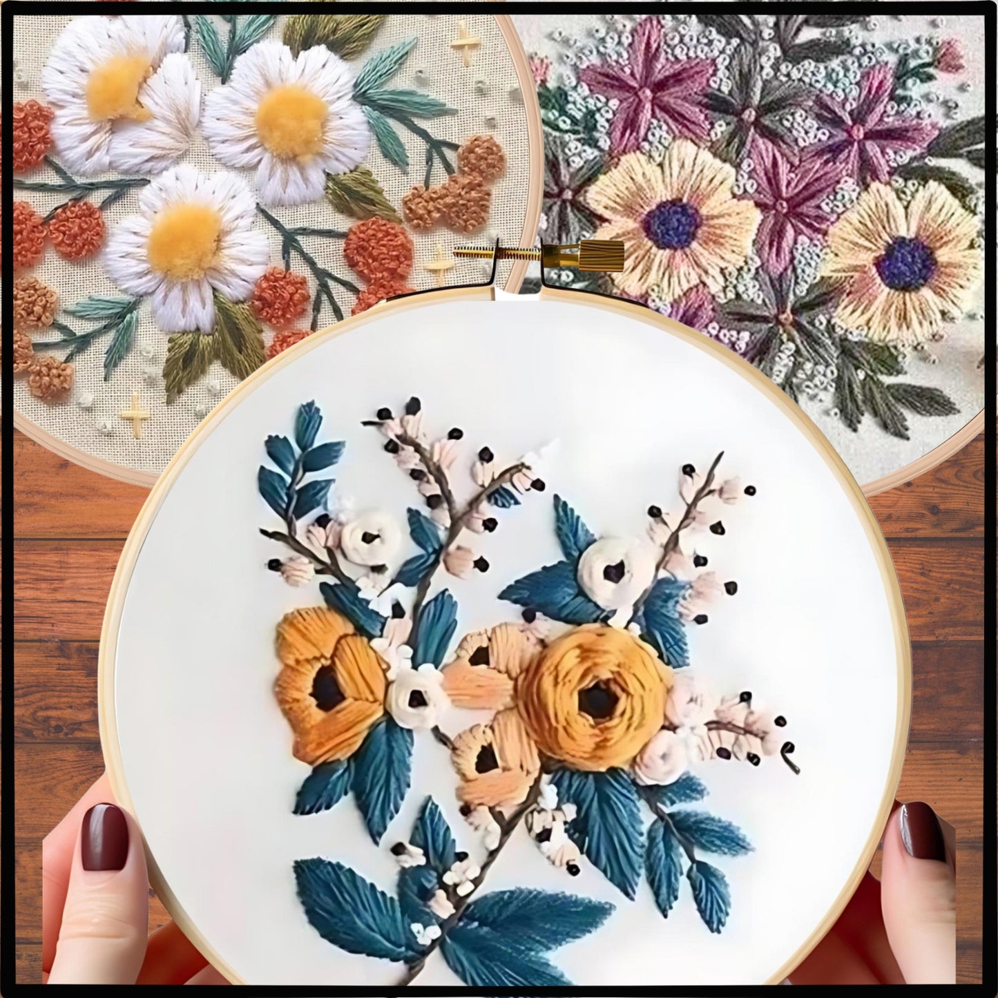 Moderne 3D Blumenstickerei Set 4