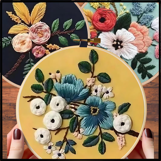 Moderne 3D Blumenstickerei Set 3