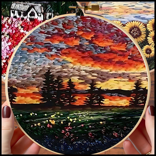 Kit de broderie de fleurs de paysage de bricolage 1
