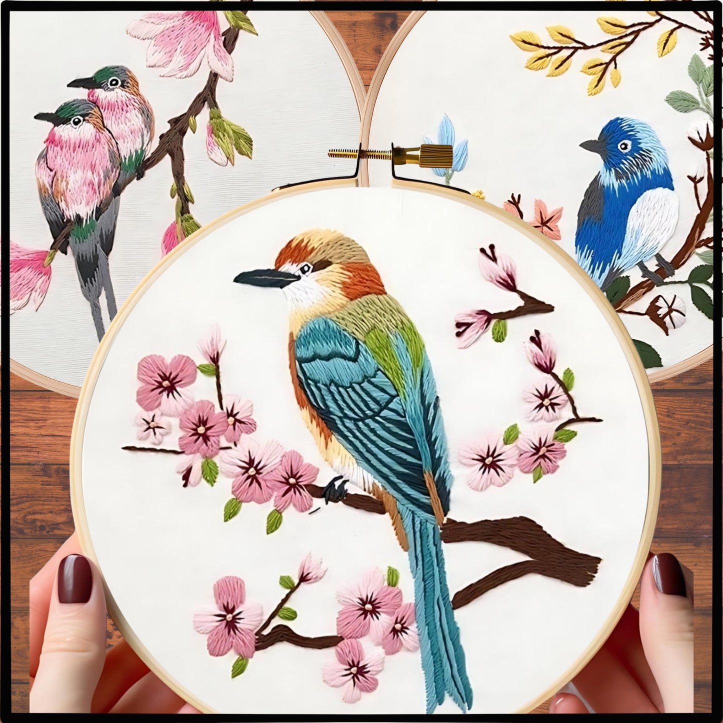 Bird DIY Embroidery Beginner Needlepoint Kit Set 2